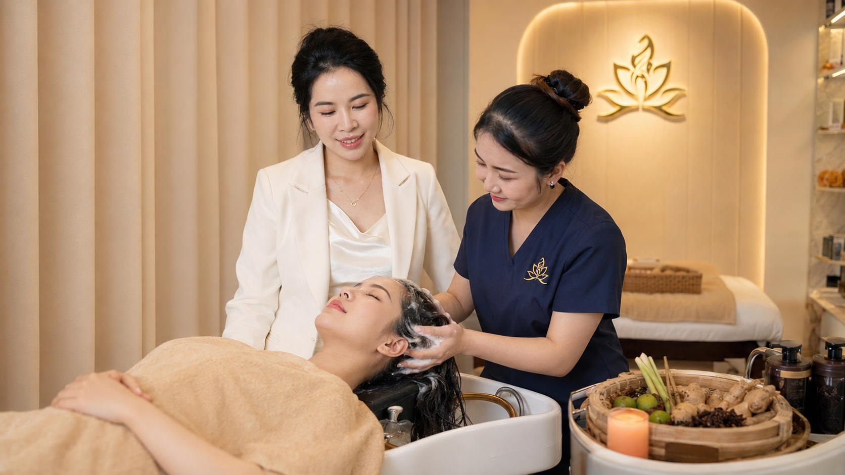 Gội đầu dưỡng sinh thư giãn tại Sunrise Beauty